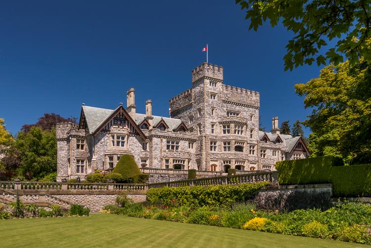 Lo stupendo Hatley Castle Una veduta mozzafiato del bellissimo Hatley Castle