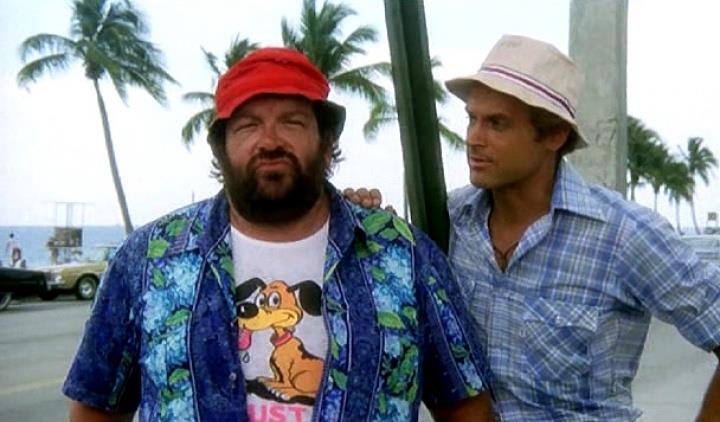Pari e dispari, la colonna sonora firmata dagli Oliver Onions Bud Spencer e Terence Hill in una scena del film