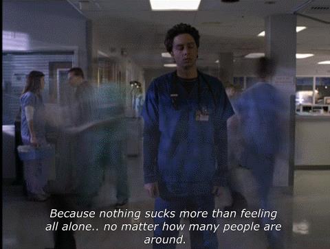 Scrubs, una raccolta delle frasi più iconiche della serie J.D. vive in un momento di solitudine