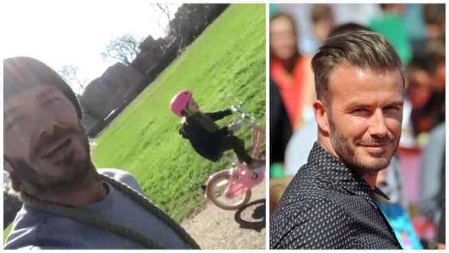 David Beckham mostra orgoglioso su Instagram Harper in bicicletta David Beckham con la figlia Harper in bicicletta