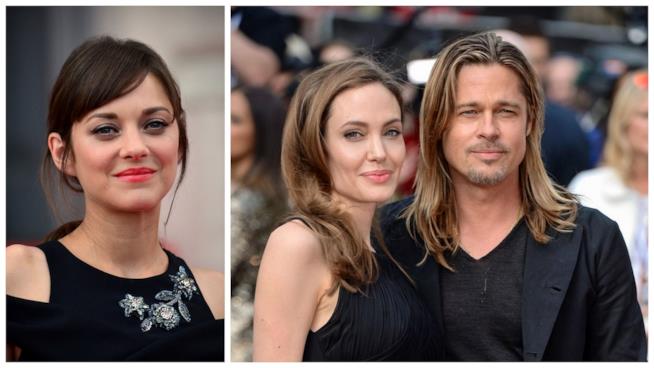 Marion Cotillard dice la sua su Brad Pitt e Angelina Jolie, confermando di essere incinta Primo piano di Marion Cotillard, Angelina Jolie e Brad Pitt