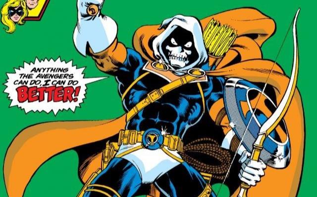 La prima apparizione di Taskmaster in copertina, su Avengers #196 Dettaglio della cover di Avengers #196