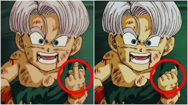 Dragon Ball censurati i diti medi nelle edizioni home video giapponesi Trunks censura dito medio