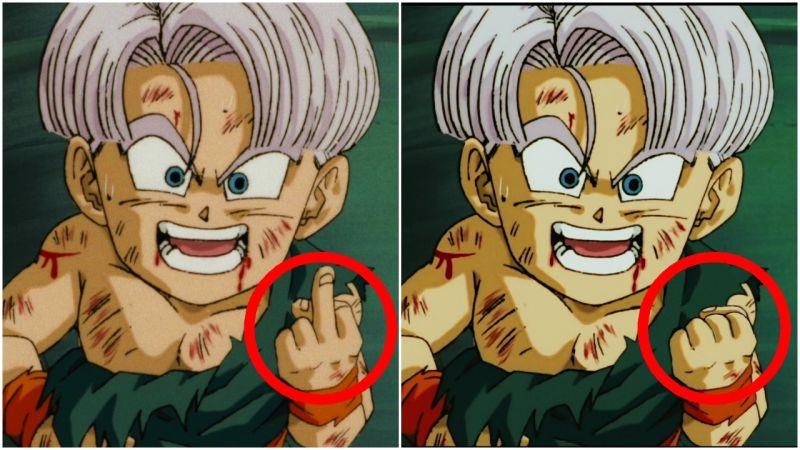 Dragon Ball censurati i diti medi nelle edizioni home video giapponesi Trunks censura dito medio