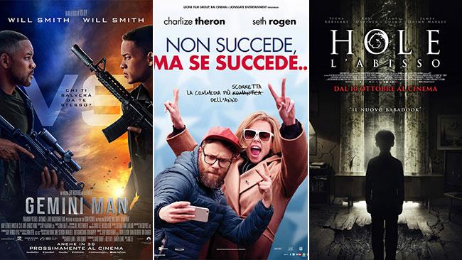 Weekend al cinema: i film in sala il 12 e 13 ottobre 2019 I poster di Gemini Man, Non succede, ma se succede..., Hole - L'abisso