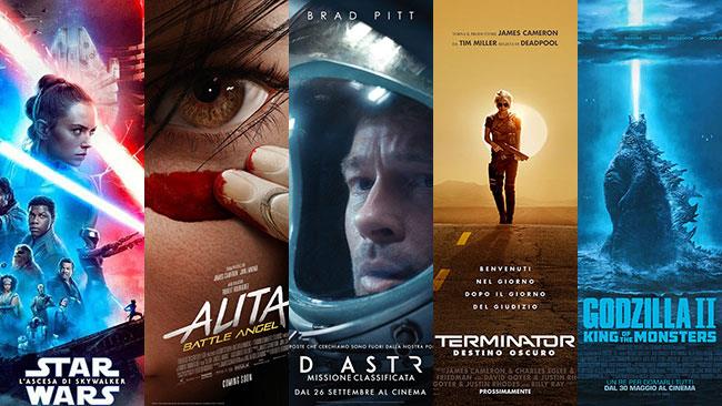 I film di fantascienza del 2019: i migliori al cinema I poster di Star Wars IX, Alita. Ad Astra, Terminator 3, Godzilla II