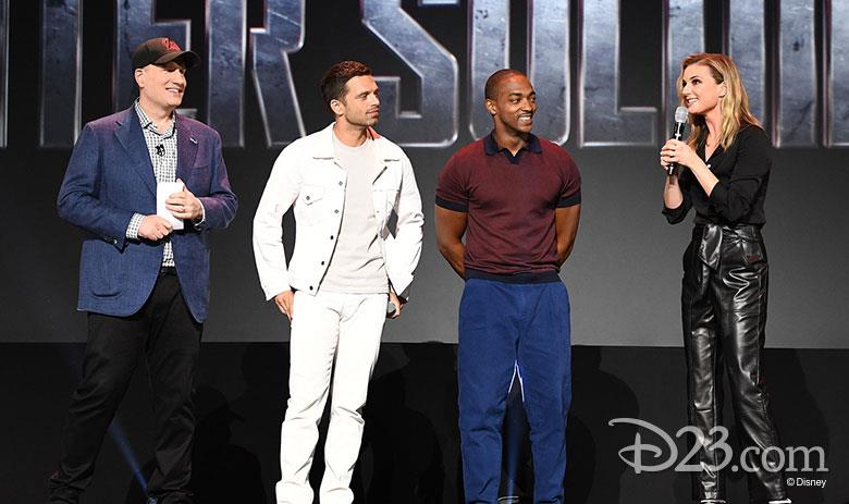 I protagonisti di The Falcon and the Winter Soldier al D23 Expo Kevin Feige, Sebastian Stan, Anthony Mackie ed Emily VanCamp al D23 Expo