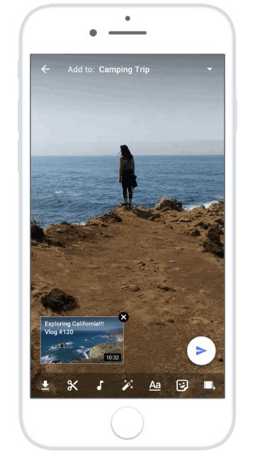 GIF su come caricare un video per la sezione Storie di YouTube GIF che mostra come caricare un filmato da 15 secondi nelle Storie di YouTube