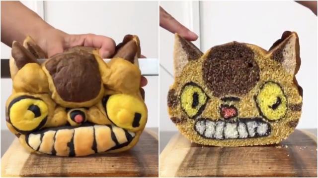 Il pane ispirato a opere dello Studio Ghibli e ad altri personaggi animati Gattobus in versione pagnotta