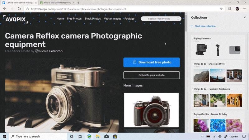 Collections è una delle nuove funzioni di Microsoft EDGE La nuova funzione Collections in esecuzione su Microsoft EDGE