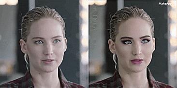 La bella Jennifer Lawrence con un trucco più sensuale La versione accattivante dell'applicazione sul viso di Jennifer Lawrence