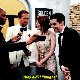 Emma Stone reagisce al bacio tra Ryan Gosling e Andrew Garfield Emma Stone commenta il bacio tra Ryan Gosling e Andrew Garfield