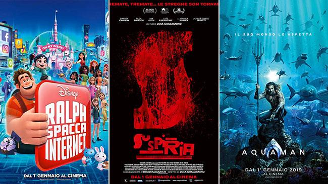 Weekend al cinema: i film in sala il 5 e 6 gennaio 2019 I poster dei film Ralph spacca internet, Suspiria, Aquaman