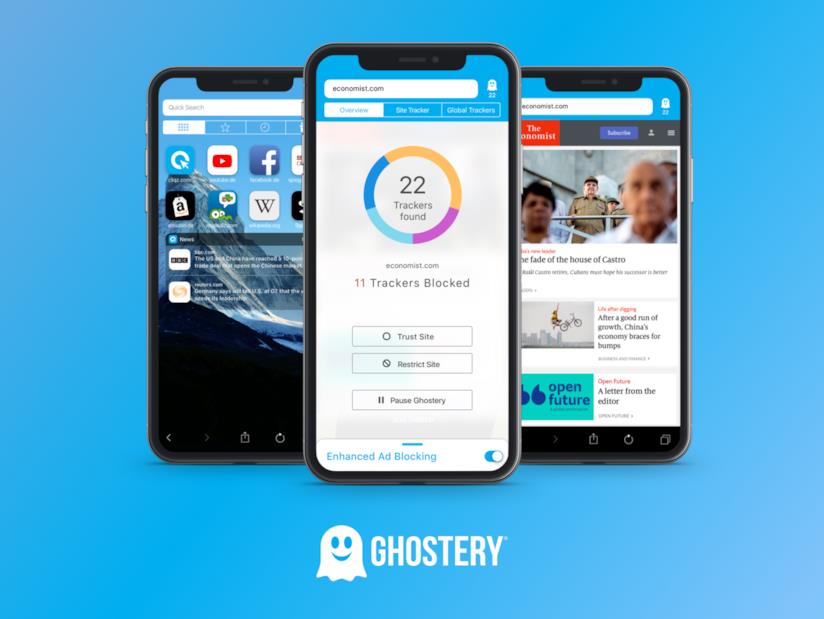 Disponibile una nuova versione del browser mobile Ghostery L'interfaccia di Ghostery su iOS8