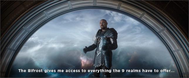 Thor: Ragnarok, Skurge in controllo del Bifrost Skurge e il Bifrost