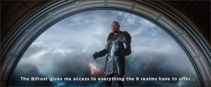Thor: Ragnarok, Skurge in controllo del Bifrost Skurge e il Bifrost