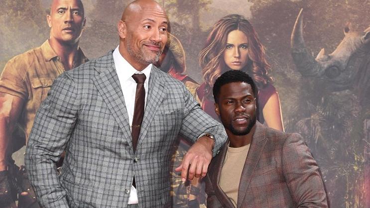 The Rock rivela che Kevin Hart migliora e gli prepara una sorpresa The Rock e Kevin Hart alla prima di Jumanji - Benvenuti nella giungla