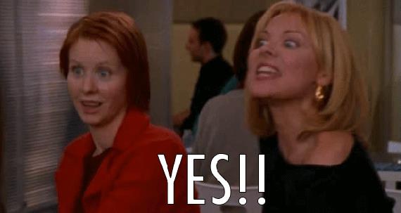 Miranda e Samantha in Sex and the City Cattrall e Nixon nella serie Sex and the City