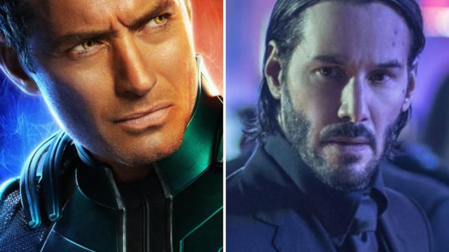 Keanu Reeves poteva ritrovarsi al posto di Jude Law in Captain Marvel ma ha rifiutato a causa di John Wick Jude Law a sinistra e Keanu Reeves a destra