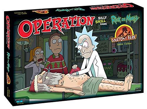 Il famoso gioco da tavolo l'Allegro Chirurgo ispirato all'episodio Anatomy Park di Rick e Morty La scatola dell'Allegro Chirurgo in versione Rick e Morty