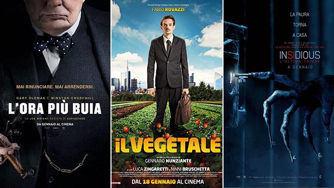 Weekend al cinema: i film in uscita il 20 e 21 gennaio 2018 I poster dei film L'Ora Più Buia, Il Vegetale e Insidious - L'Ultima Chiave