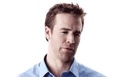James William Van Der Beek Jr Primo piano di James William Van Der Beek Jr. finge di piangere