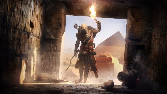 Assassin's Creed Origins, la modalità Discovery Tour in uscita il 20 febbraio Bayek esplora una tomba in Assassin's Creed Origins