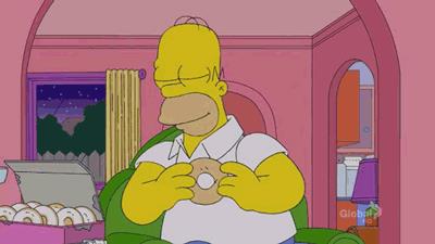 Homer si inietta le ciambelle in vena Homer si inietta una ciambella in vena come se fosse una droga