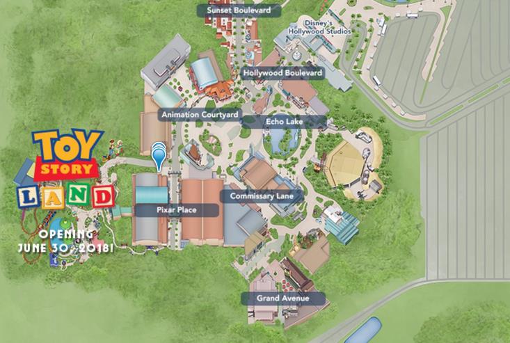 Toy Story Land: la mappa La mappa dell'area Toy Story Land che sorgerà affianco a Disney' Hollywood Studios di Orlando