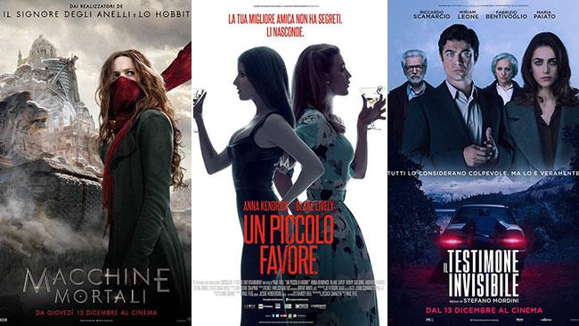 Weekend al cinema: i film in sala il 15 e 16 dicembre 2018 I poster dei film Macchine mortali, Un piccolo favore, Il testimone invisibile