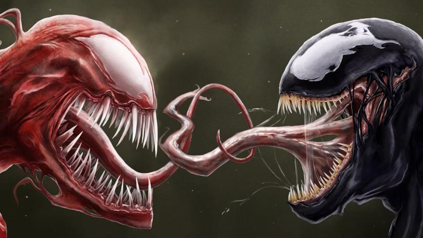 Venom e Carnage potrebbero essere insieme nel nuovo film Sony. Image courtesy of wallscover.com Carnage e Venom si preparano a uno scontro senza esclusione di colpi