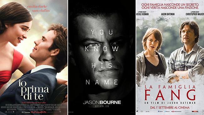 Weekend al cinema: i film in uscita il 3 e 4 settembre 2016 Le locandine dei film Io Prima di Te, Jason Bourne e La Famiglia Fang