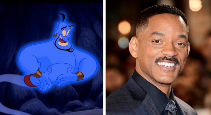 Will Smith potrebbe essere il Genio nel live-action di Aladdin! Un collage tra Will Smith e il Genio
