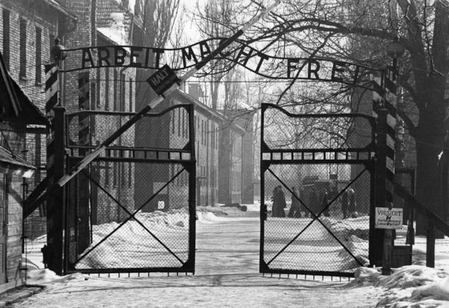 Il romanzo di Heather Morris, Il tatuatore di Auschwitz diventerà una serie TV Una foto in bianco e nero dell'ingresso del campo di concentramento di Auschwitz