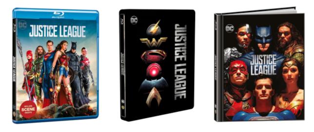 Le varie edizioni Blu-ray di Justice League Justice League in Blu-ray, Blu-ray steelbook e Blu-ray Digibook