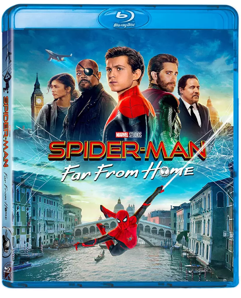 Cofanetto Blu-ray di Spider-Man: Far From Home Cast nella copertina del cofanetto Blu-ray di Spider-Man: Far From Home