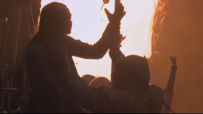 Game of Thrones 8: dietro le quinte della morte del Re della Notte Maisie Williams e Vladimir Fudrik dietro le quinte di Game of Thrones 8x03