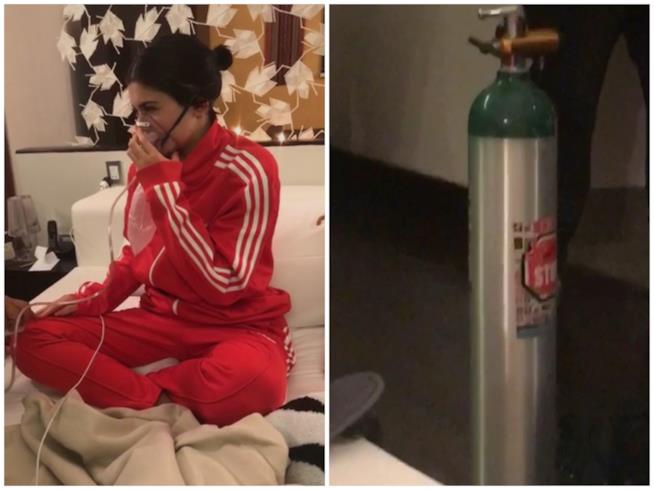 Kylie Jenner con la maschera dell'ossigeno fa clamore sui social Kylie Jenner su Snapchat con la maschera dell'ossigeno