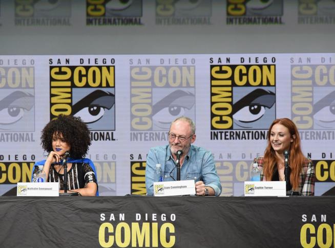 Game of Thrones al panel di San Diego Comic-Con Nathalie Emmanuel, Liam Cunningham e Sophie Turner al San Diego Comic-Con
