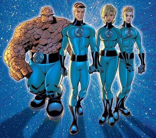 Reed Richards, Sue Storm, Ben Grimm e Johnny Storm, ovvero i Fantastici Quattro Dettaglio della cover di Fantastic Four By Mark Waid and Mike Wieringo: Ultimate Collection - Book Two