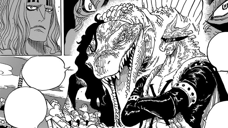 One Piece X Drake e Page One Drake e Page One forma dinosauro