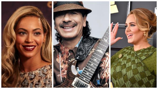 Carlos Santana preferisce Adele a Beyoncé Primo piano di Carlos Santana, Adele e Beyoncé