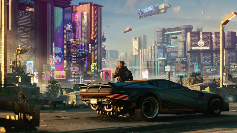 Cyberpunk 2077 utilizzerà il motion capture per girare le scene di sesso Un'immagine di Cyberpunk 2077 che mostra Night City e V