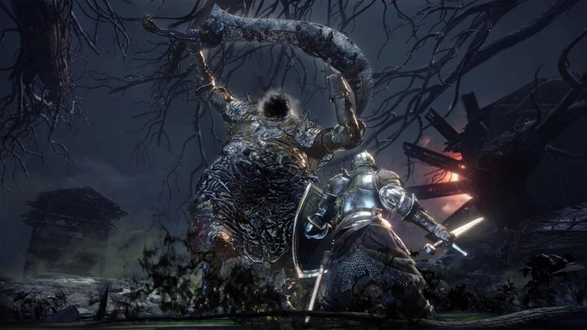 Dark Souls III, annunciato il DLC The Ringed City Il protagonista di Dark Souls III combatte contro un enorme boss nel DLC The Ringed City