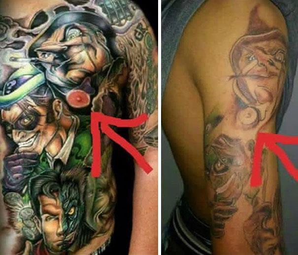 Tatuaggio riprodotto male Prima e dopo la realizzazione di un tatuaggio