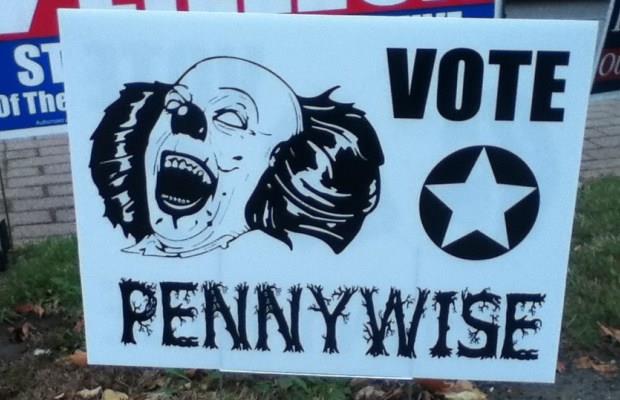 Cartellone vota Pennywise Pennywise sul cartellone elettorale