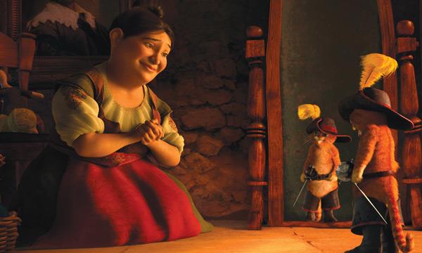 Imelda è la mamma adottiva del Gatto con gli Stivali Imelda con il Gatto con gli Stivali