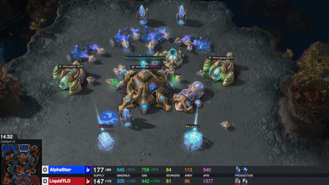 StarCraft II: l'IA AlphaStar batte giocatori professionisti Un'immagine dalla partita di AlphaStar in StarCraft II
