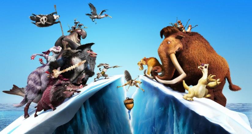 Buoni e cattivi de L'era glaciale 4 - Continenti alla deriva a confronto Buoni e cattivi de L'era glaciale 4 - Continenti alla deriva l'uno di fronte all'altro