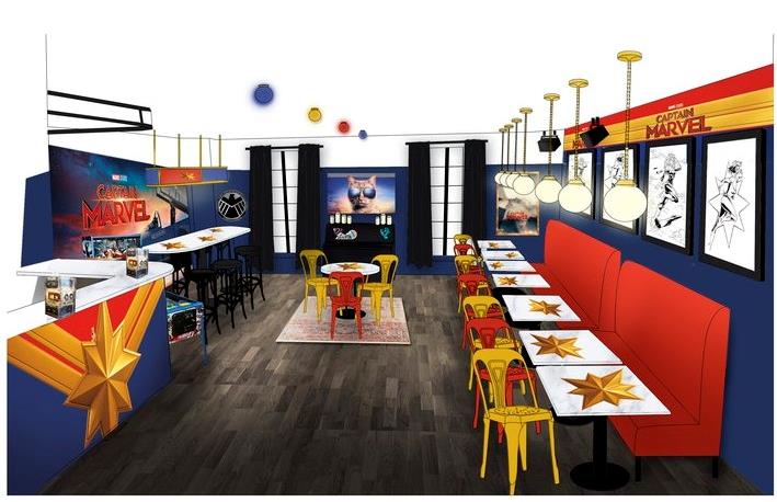 Il locale a tema Captain Marvel nel centro di Parigi Una foto dell'interno del locale Central 90's